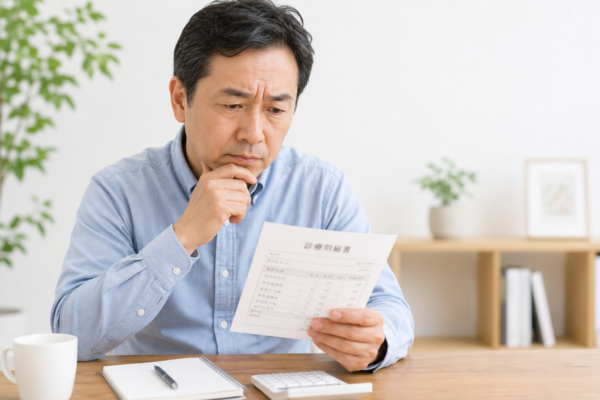 治療費を心配する男性